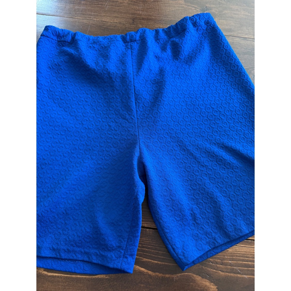 VTG 70s Royal Blue Textured Knit Elastic Waist Shorts  Womens Large Homemade